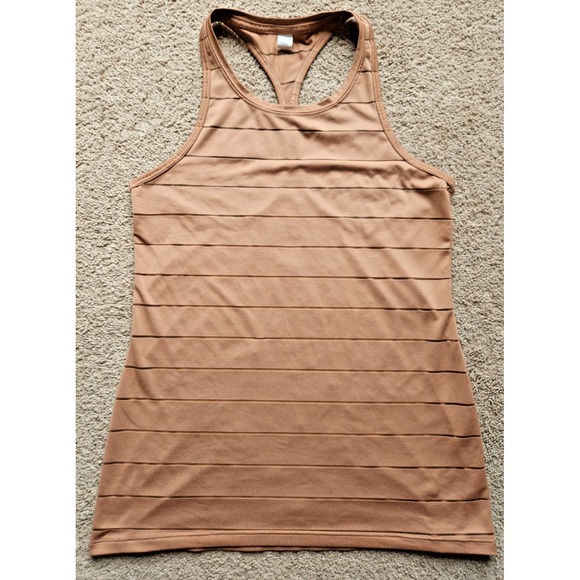 Athleta Tops - Athleta Womens XS Tank Too with Mesh Stripe Tan‎ Racerback Workout Running Yoga